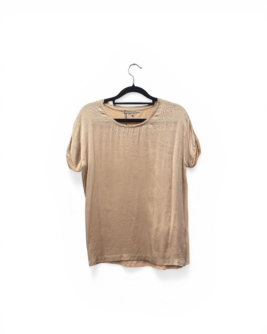 Gerard Darel Beige Sparkle T Shirt Size UK 10