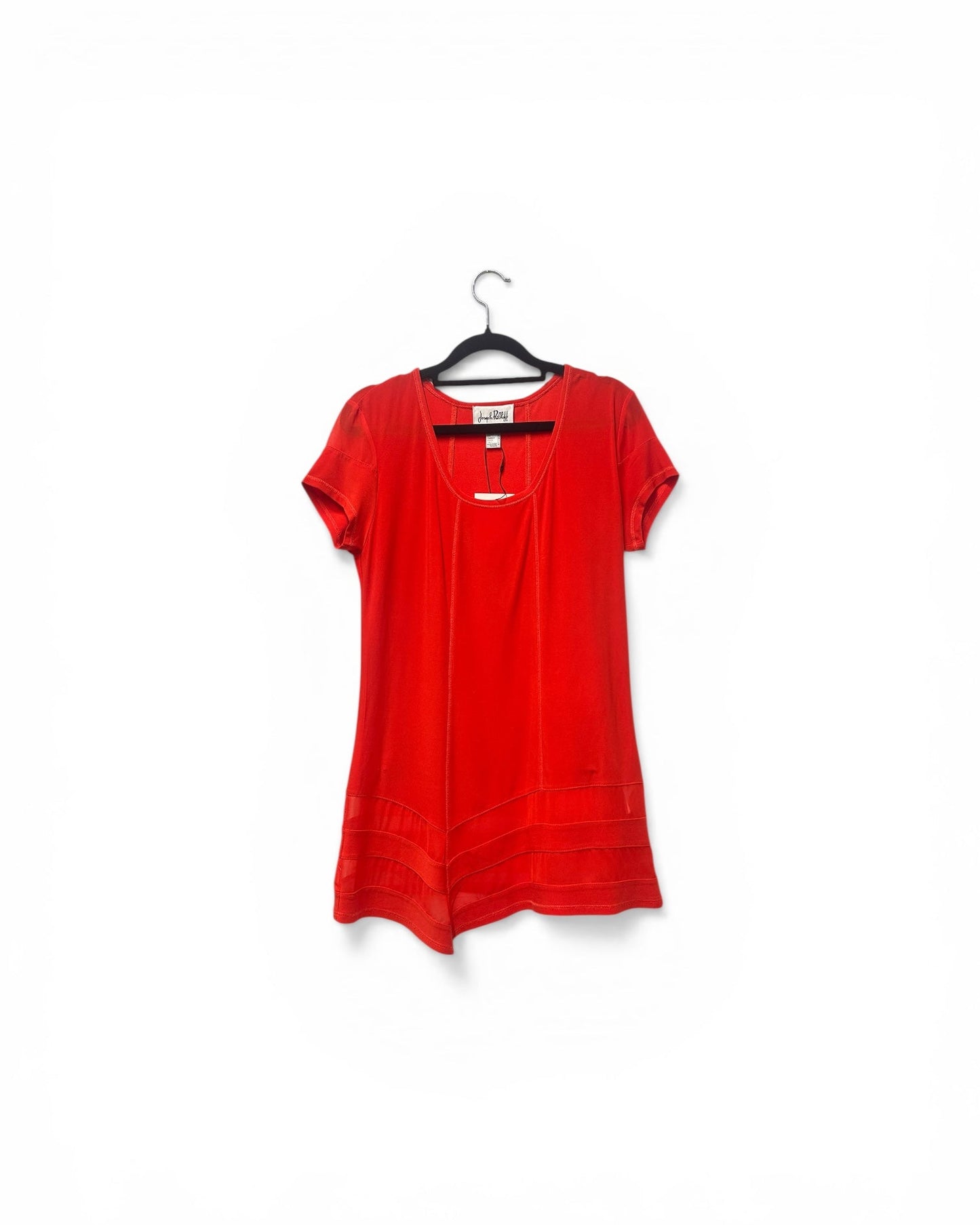 Vintage Joseph Ribkoff Red Silk Mix Tshirt Size UK 8