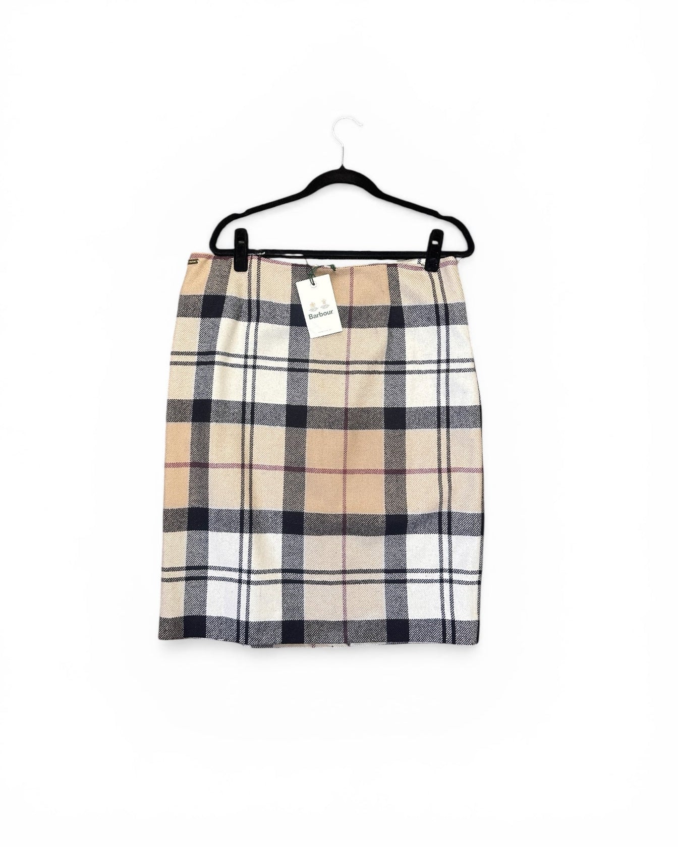 Barbour Beige Tartan Knee Length Skirt UK 16
