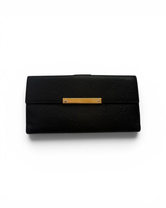 Gucci GG Guccissima Black Continental Leather Wallet
