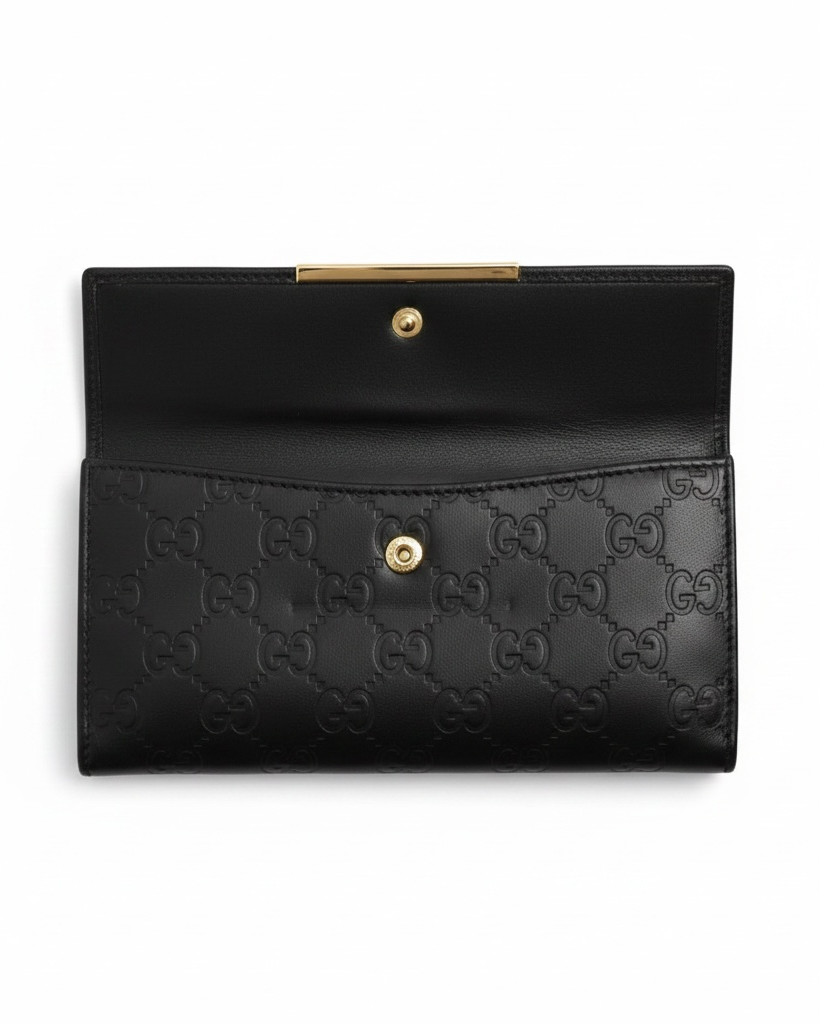 Gucci GG Guccissima Black Continental Leather Wallet