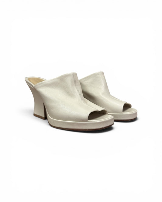 Botega Veneta Cream Platform Mules with Dust Bag