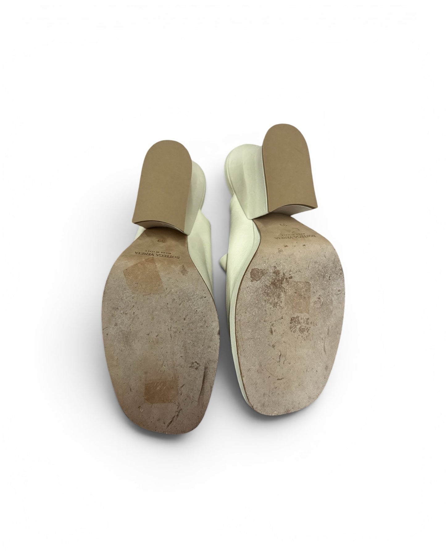Botega Veneta Cream Platform Mules with Dust Bag