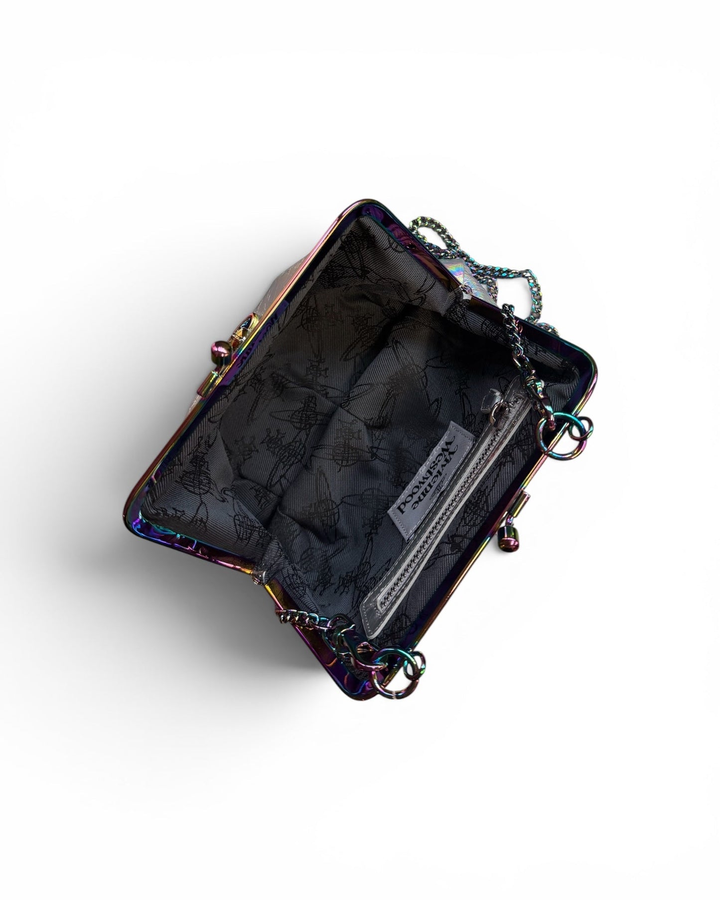 Granny Frame Iridescent Pink Vegan Purse On A Chain