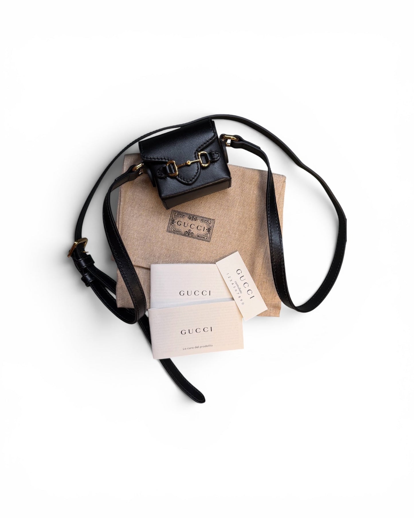 Gucci Airpod Case 1955 Leather and Gold Tone Hardware