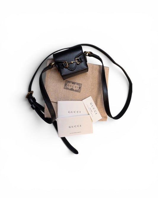 Gucci Airpod Case 1955 Leather and Gold Tone Hardware